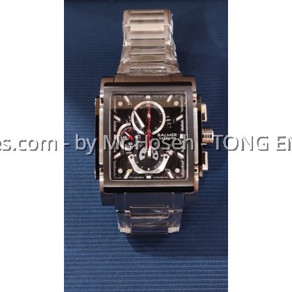 Balmer 42mm Rectangle XL Chronograph Men Quartz Watch A8144G SS-4